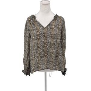 Velvet by Graham & Spencer Leopard Print Blouse Sz L Boho Chic Quiet Luxury